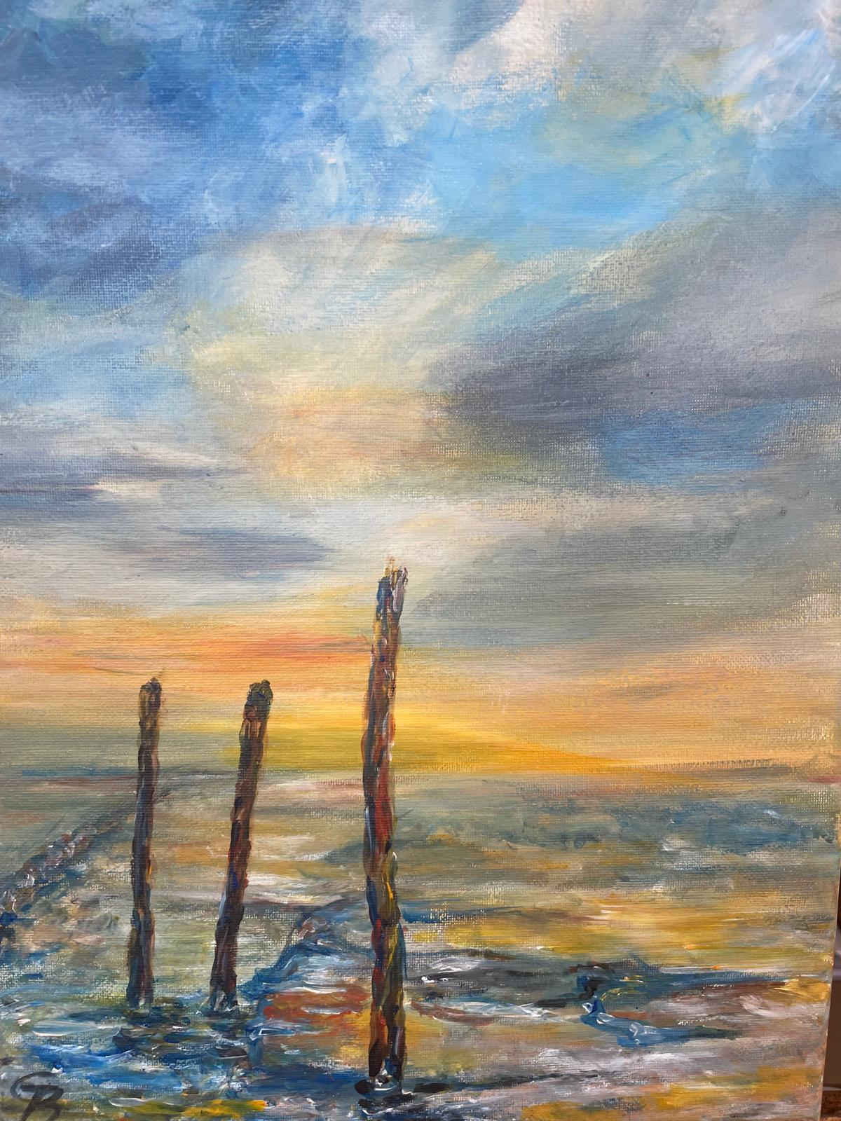 Dollartserie: Bohrinsel 2, Acryl auf Leinwand 30 x 40 cm