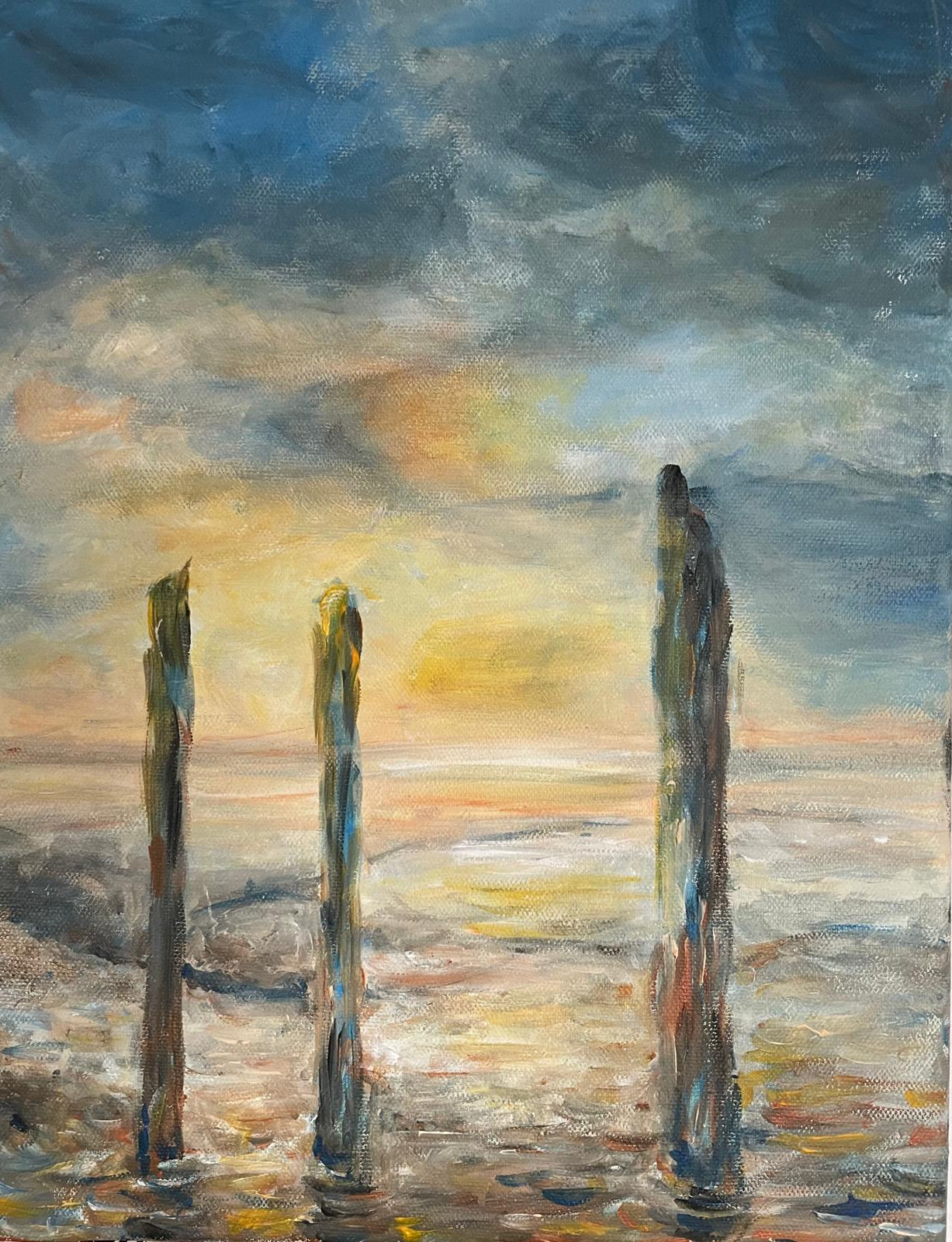 Dollartserie: Bohrinsel 3, Acryl auf Leinwand 30 x 40 cm