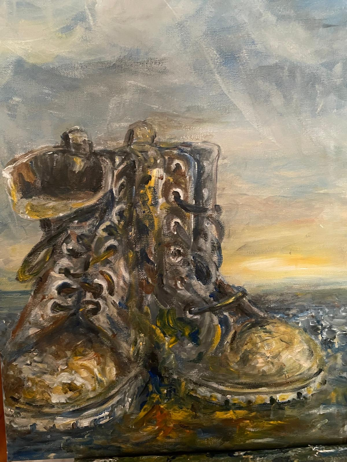 Dollartserie: Bohrinsel 6, Acryl auf Leinwand 30 x 40 cm